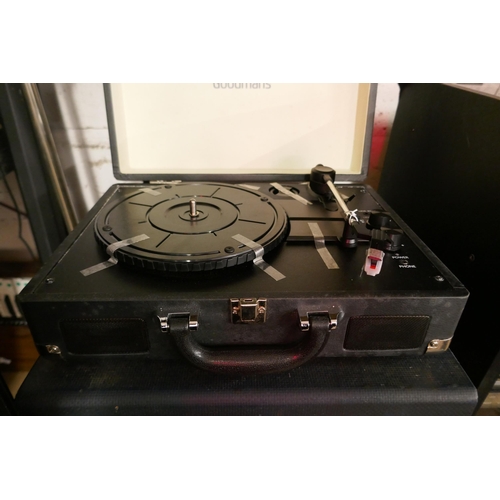 2181 - Two portable turntable record players; Goodmans 347753 and a Dansette MABR