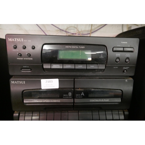 2183 - A Matsui MHF 3000 hi-fi system with MHF3000 am fm digital tuner, tape deck, electronic equaliser and... 