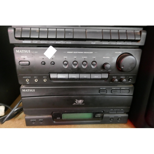 2183 - A Matsui MHF 3000 hi-fi system with MHF3000 am fm digital tuner, tape deck, electronic equaliser and... 