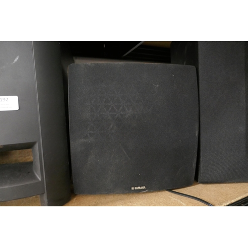 2192 - Three assorted sub woofers; Yamaha NS-SW280, LG SPN4B-W and Bose Cinemate 15