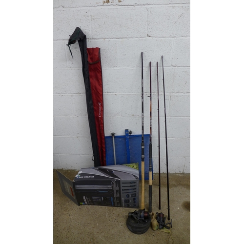 A quantity of fishing equipment including a Graphite Daiwa M130P Vulcan ...