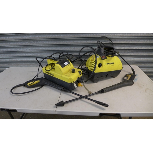 2349 - Two Karcher jet washers:- Karcher 400 with hose and lance, and Karcher 580 with hose and lance