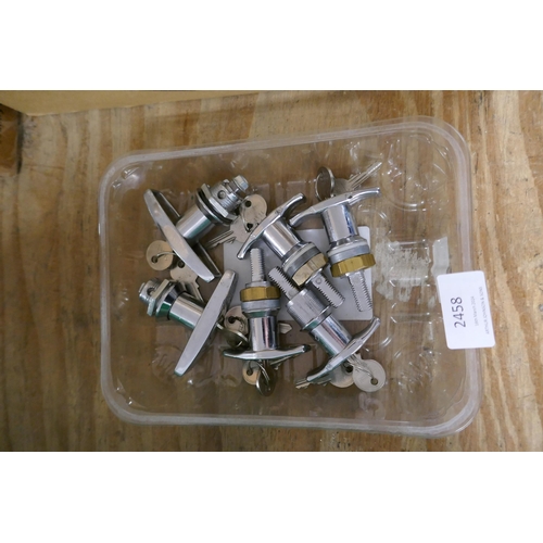 2458 - 6 Chromed cabinet/cupboard locks, all with keys