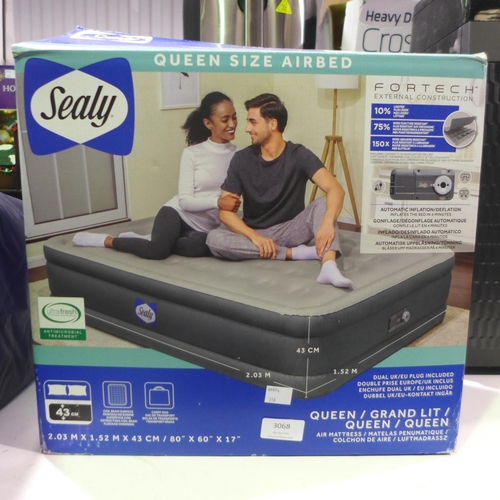 3068 - Sealy Fortech Airbed with built in pump     (316-298) *This lot is subject to VAT