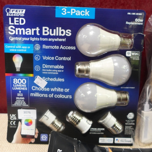 3076 - X-Lite Fire Lighters, Feit Led Smart A60 Wi Fi Bulb Pack, Conglom rechargable Drawer Lights   (316-5... 