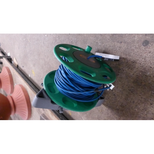 2467 - Two large extension cable reels including Hozelock and a replacement hose for a pressure washer - NA... 