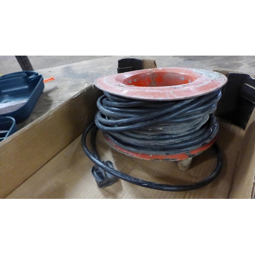 2467 - Two large extension cable reels including Hozelock and a replacement hose for a pressure washer - NA... 