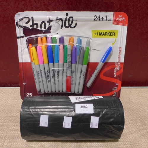 3082 - Banquet Recycled Refuse Sacks and Sharpie Permanent Markers (315-322,335) *This lot is subject to VA... 