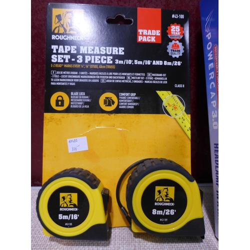 3098 - Roughneck Ez Tape Set, Rechargeable Powercap LED knit beanie (316-68,136) *This lot is subject to VA... 