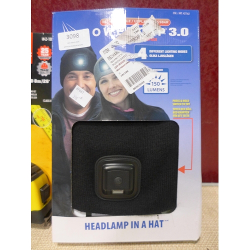 3098 - Roughneck Ez Tape Set, Rechargeable Powercap LED knit beanie (316-68,136) *This lot is subject to VA... 