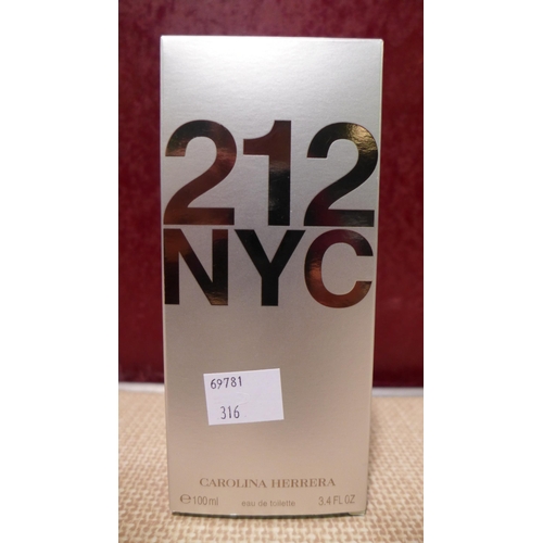 3115 - Carolina Herrera 212 Nyc 100ml       (316-257) *This lot is subject to VAT