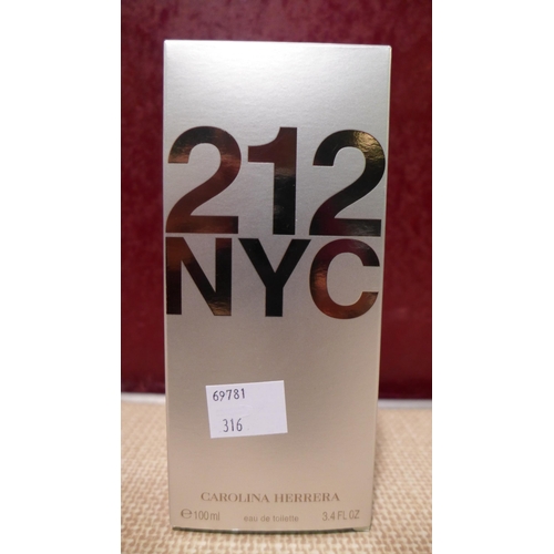 3117 - Carolina Herrera 212 Nyc 100ml       (316-259) *This lot is subject to VAT