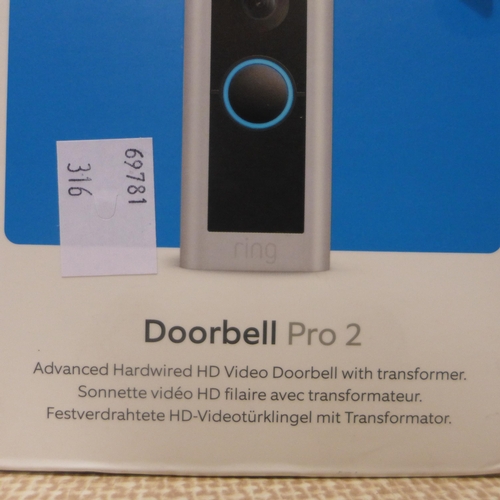 3124 - Ring Doorbell Pro 2 Hardwired and chime, Original RRP £189.91 + VAT  (316-246) *This lot is subject ... 