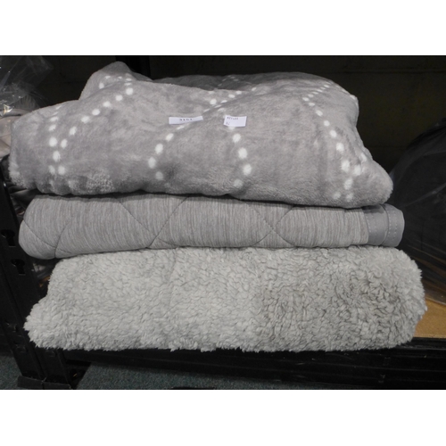 3151 - Three mixed style grey blankets, various sizes * this lot is subject to VAT