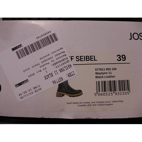 3182 - Ladies Josef Seibel black leather boots - size Euro 39 * This lot is subject to VAT