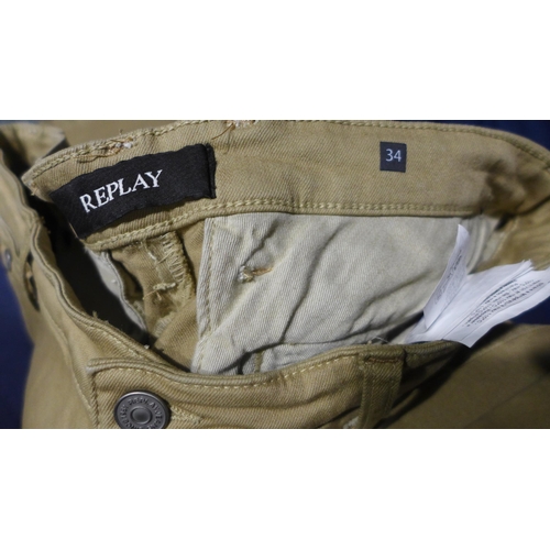 3198 - Four pairs of branded men's trousers including Berghaus, Adidas, Replay and Armani - various sizes, ... 