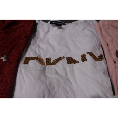 3200 - Assorted women's branded t-shirts including DKNY, Replay and Under Armour - mixed sizes/styles, etc.