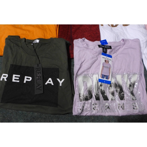 3200 - Assorted women's branded t-shirts including DKNY, Replay and Under Armour - mixed sizes/styles, etc.