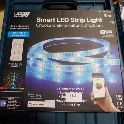 3213 - Feit Smart LED Strip light, Clevermade Collapsible 46L Crate    (316-243,248) *This lot is subject t... 