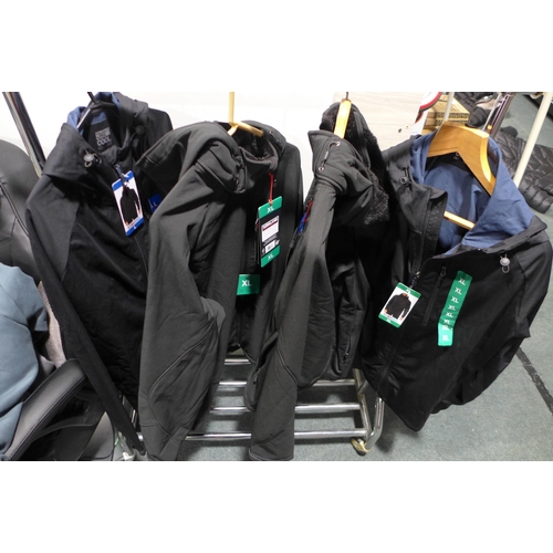 3226 - Four men's black hooded jackets - sizes L and XL * This lot is subject to VAT