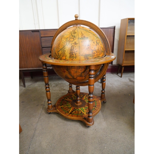 15 - An Italian terrestrial globe cocktail cabinet/trolley