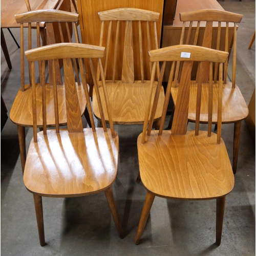 69 - A set of five Scandinavian beech kitchen chairs