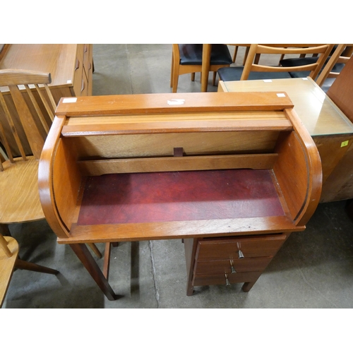 72 - A beech child's tambour top desk