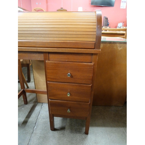 72 - A beech child's tambour top desk