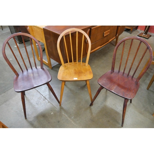 74 - Three Ercol elm and beech Windsor chairs