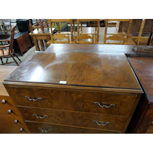 98 - A Queen Anne style figured walnut chest of drawers