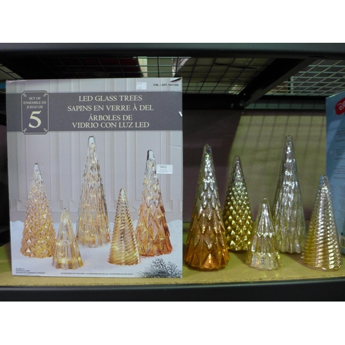 3455 - Glass LED Trees (316-77) *This lot is subject to VAT