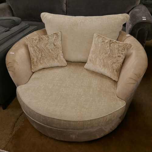 1321 - Champagne velvet swivel love seat