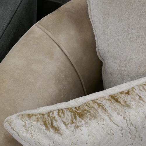 1321 - Champagne velvet swivel love seat