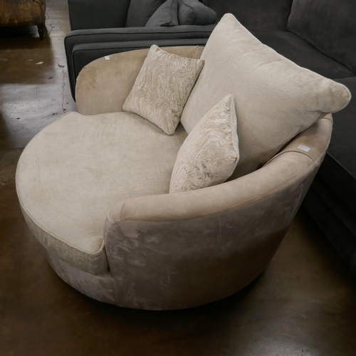 1321 - Champagne velvet swivel love seat