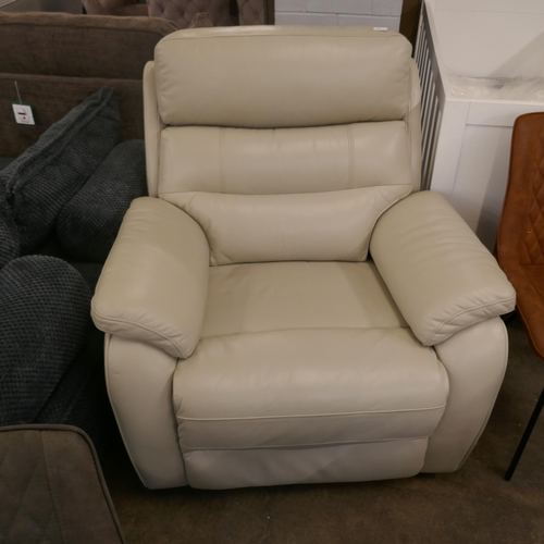 Fletcher Light Grey Leather Power Recliner Armchair with