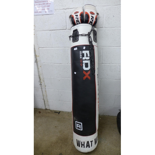 2234 - A RDX Max TZ7 Fight Me punching bag and matching RDX boxing gloves