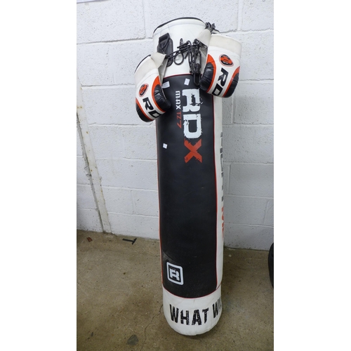 2234 - A RDX Max TZ7 Fight Me punching bag and matching RDX boxing gloves