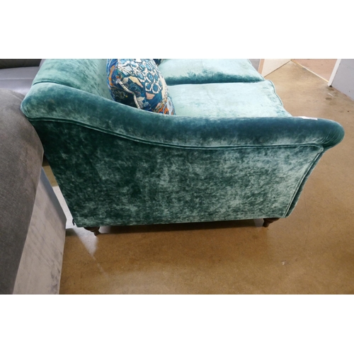 1301 - A Spink & Edgar by Tetrad Charisse turquoise velvet two seater sofa RRP £2275