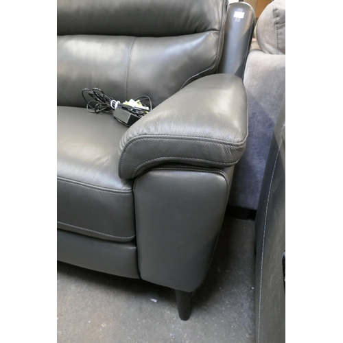 1440 - Grace Grey Leather 2.5 Seater Power Recliner, Original RRP £874.99 + VAT (4198-26) *This lot is subj... 