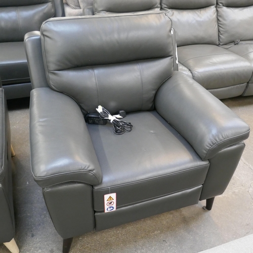 1441 - Grace Grey Leather Power Reclining Chair, Original RRP £516.66 + VAT (4198-24) *This lot is subject ... 