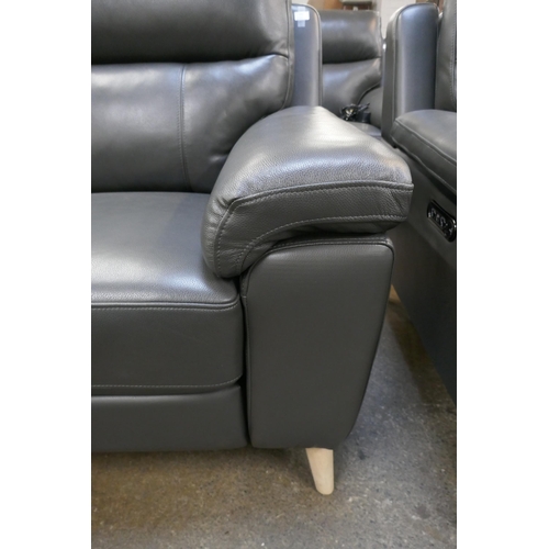 1442 - Grace Grey Leather 2 Seater Power Recliner, Original RRP £774.99 + VAT (4198-25) *This lot is subjec... 