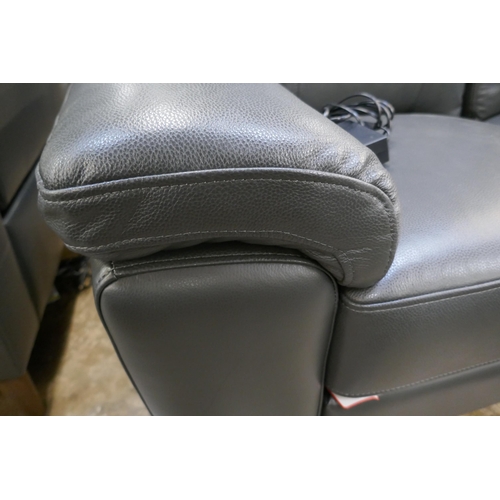 1442 - Grace Grey Leather 2 Seater Power Recliner, Original RRP £774.99 + VAT (4198-25) *This lot is subjec... 