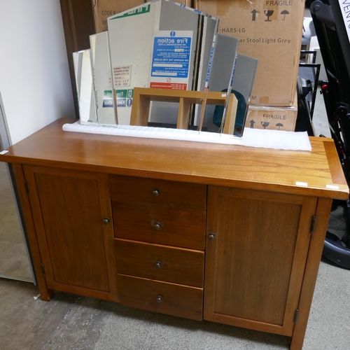 1561 - A large darkwood sideboard and mirror