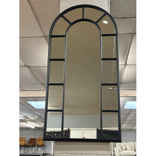 1374 - A black arched window mirror