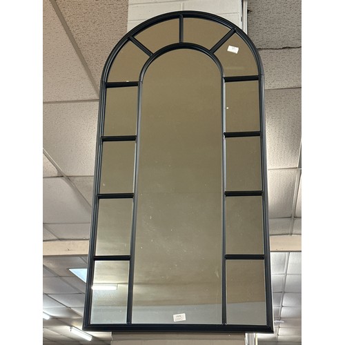 1374 - A black arched window mirror