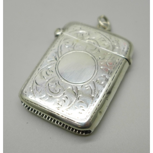 1055 - A silver vesta case, Birmingham 1910, 20g