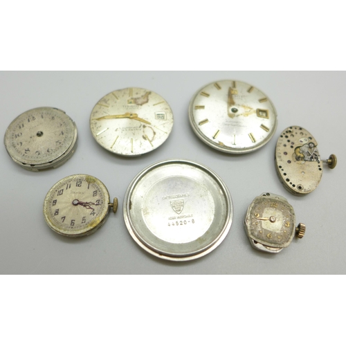 1057 - Wristwatch movements including Rolco by Rolex, Genex by Rolex, Champ Watch Co., Wittnauer, two gentl... 