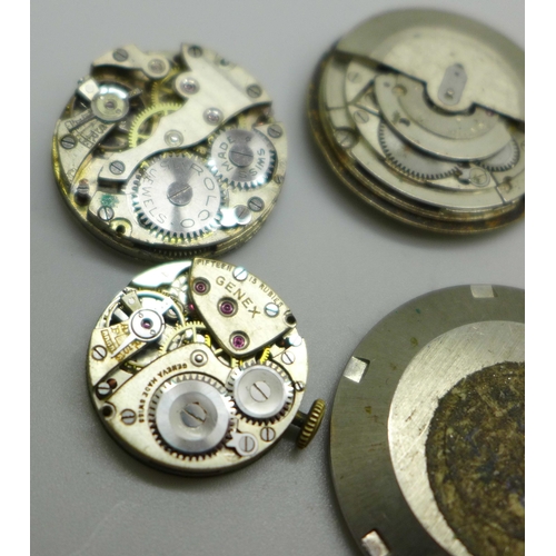 1057 - Wristwatch movements including Rolco by Rolex, Genex by Rolex, Champ Watch Co., Wittnauer, two gentl... 