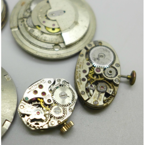 1057 - Wristwatch movements including Rolco by Rolex, Genex by Rolex, Champ Watch Co., Wittnauer, two gentl... 