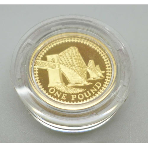 1073 - The Royal Mint 2004 UK Gold Proof One Pound Coin, 19.619g, 916.7 gold, (22ct), cased, 0101